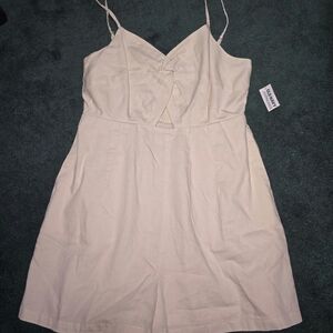 Old Navy Cream Sleeveless Dress with Knot Detail